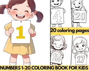 Numbers 1-20 Anime Coloring Book for Kids, Educational Activity Book for Toddlers and Preschoolers, Instant PDF Download