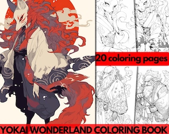 Yokai Coloring Book Japanese Folklore Anime Spirits and Monsters for Adults and Kids - Digital Download