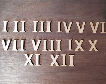 Roman Numeral Wood Clock Numbers  2 Inch Laser Cut