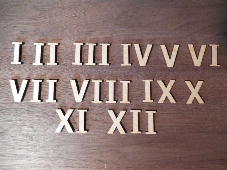 Roman Numeral Wood Clock Numbers 1 Inch Laser Cut Etsy