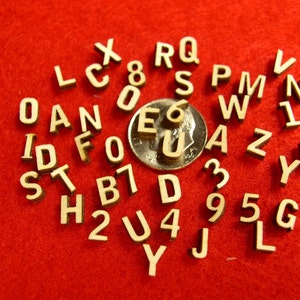 Craft Miniature Wood Letters and Numbers - 49 Laser Cut 1/4 inch pieces