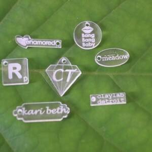 Acrylic Jewelry Tags Custom Laser Cut and Engraved With Your Logo or Initials image 1