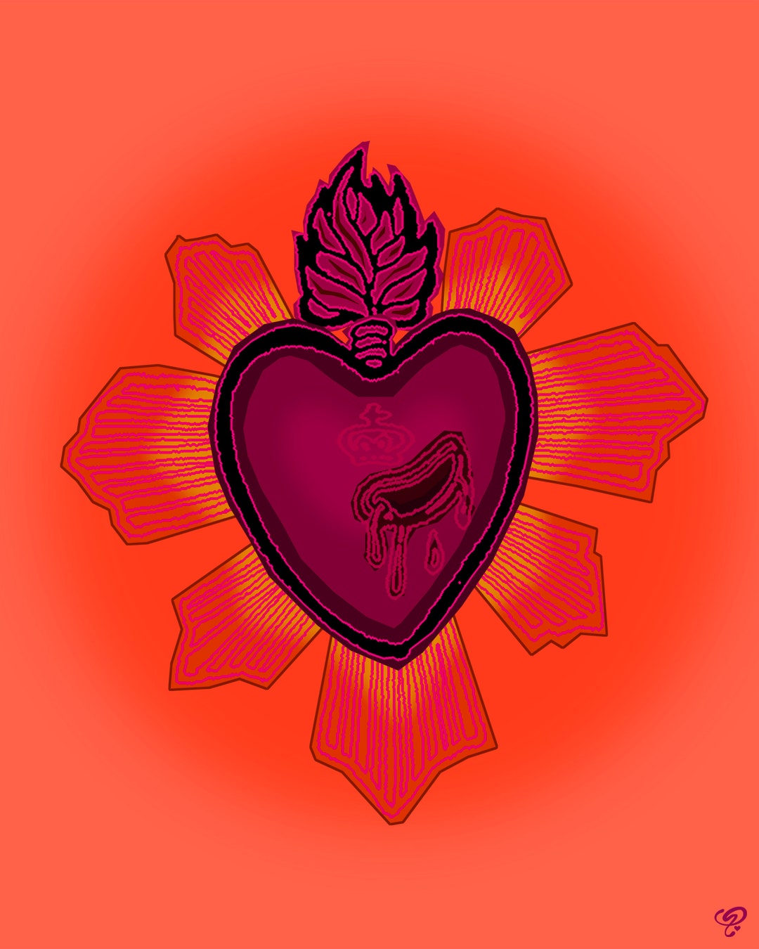 Heart Rays Art Print - Etsy