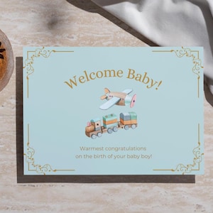 Welcome Baby! | Greeting Card | Welcome Baby Card | Baby Shower | | New Baby Card | Baby Boy | Digital Download.