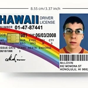 McLovin ID, License card Novelty item!