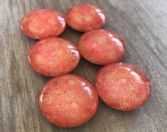 Jewel Tone Magnets. Set of 6, 1 inch (25mm) Round Glass Magnets for Home, Office or School Decor.