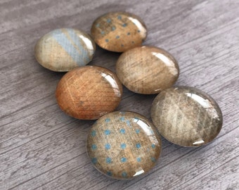 Rustic Earth & Sky! Magnets. Set of 6, 1 inch (25mm) Round Glass Magnets for Home, Office or School Decor - Fridge Magnets, Distressed.