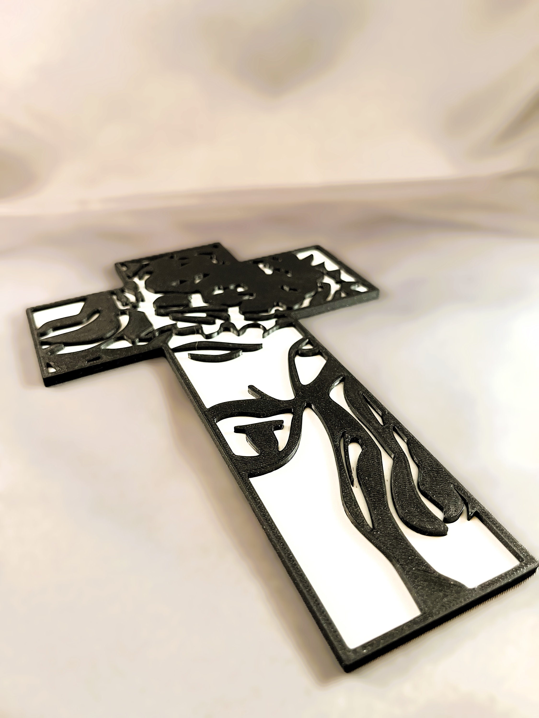 3D Printed Jesus Cross: Embossed Image, Religious Easter Decor - Etsy
