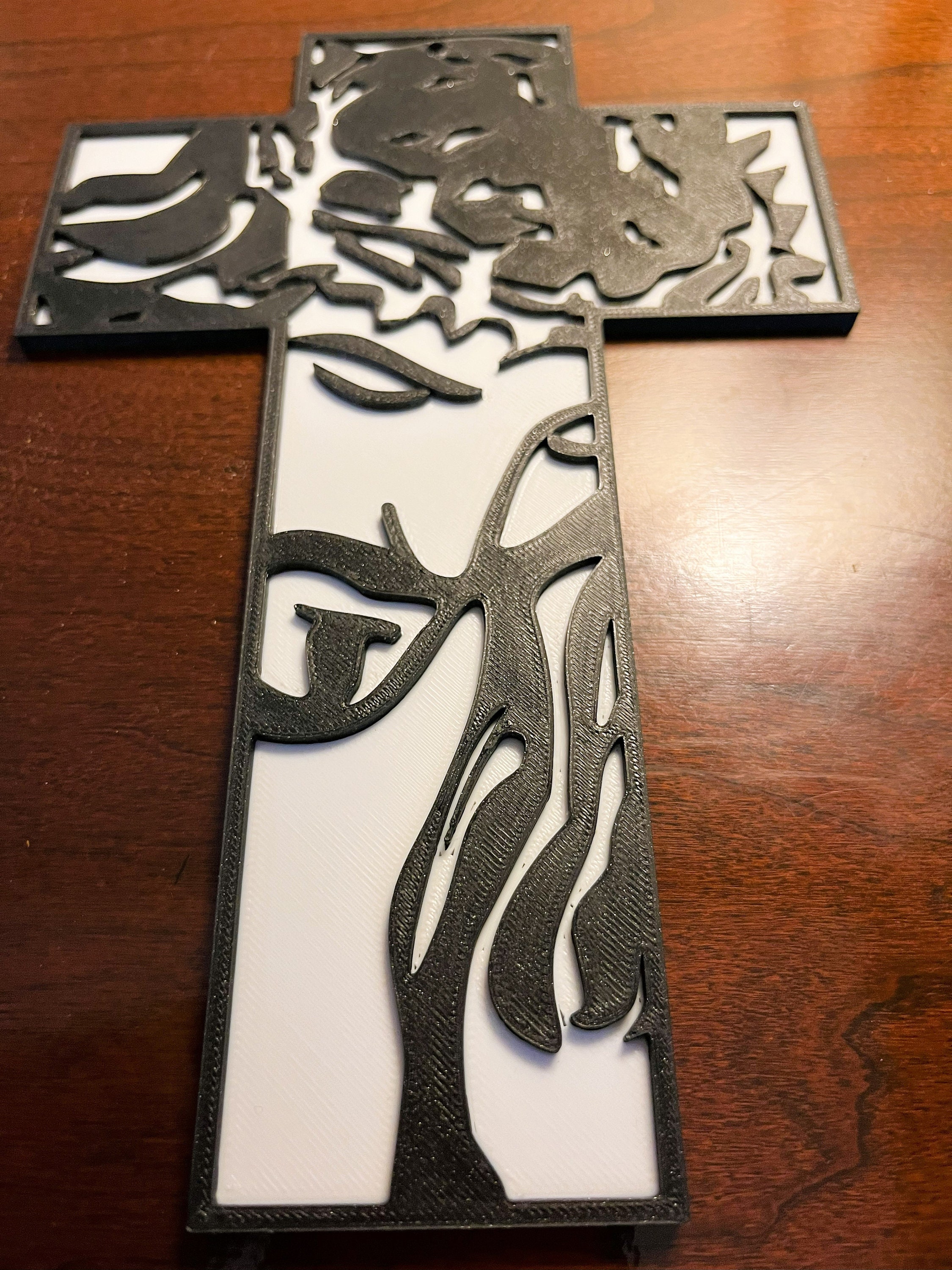 3D Printed Jesus Cross: Embossed Image, Religious Easter Decor - Etsy