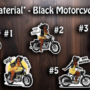 Adesivo de esposa de motocicleta preta FUN "Wife Material"