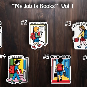 DIVERTIDAS pegatinas de vinilo resistentes al agua "Mi trabajo son libros"