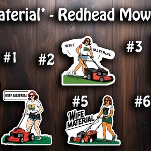 Witziger 'Wife Material' - Redhead Lawn Care Wife Aufkleber