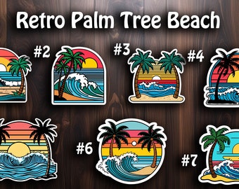 Witziger Retro Palme-Strandaufkleber