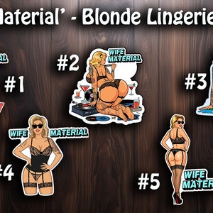 FUN und SEXY 'Wife Material' - Blonde Dessous Frau Aufkleber