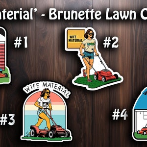 Leuke sticker 'Wife Material' - brunette Lawn Care Wife-sticker