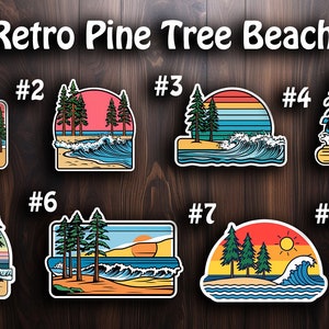 Adesivi divertenti RETRO Pine Tree Beach