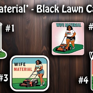 Adesivo de esposa divertido 'Wife Material' - Black Lawn Care