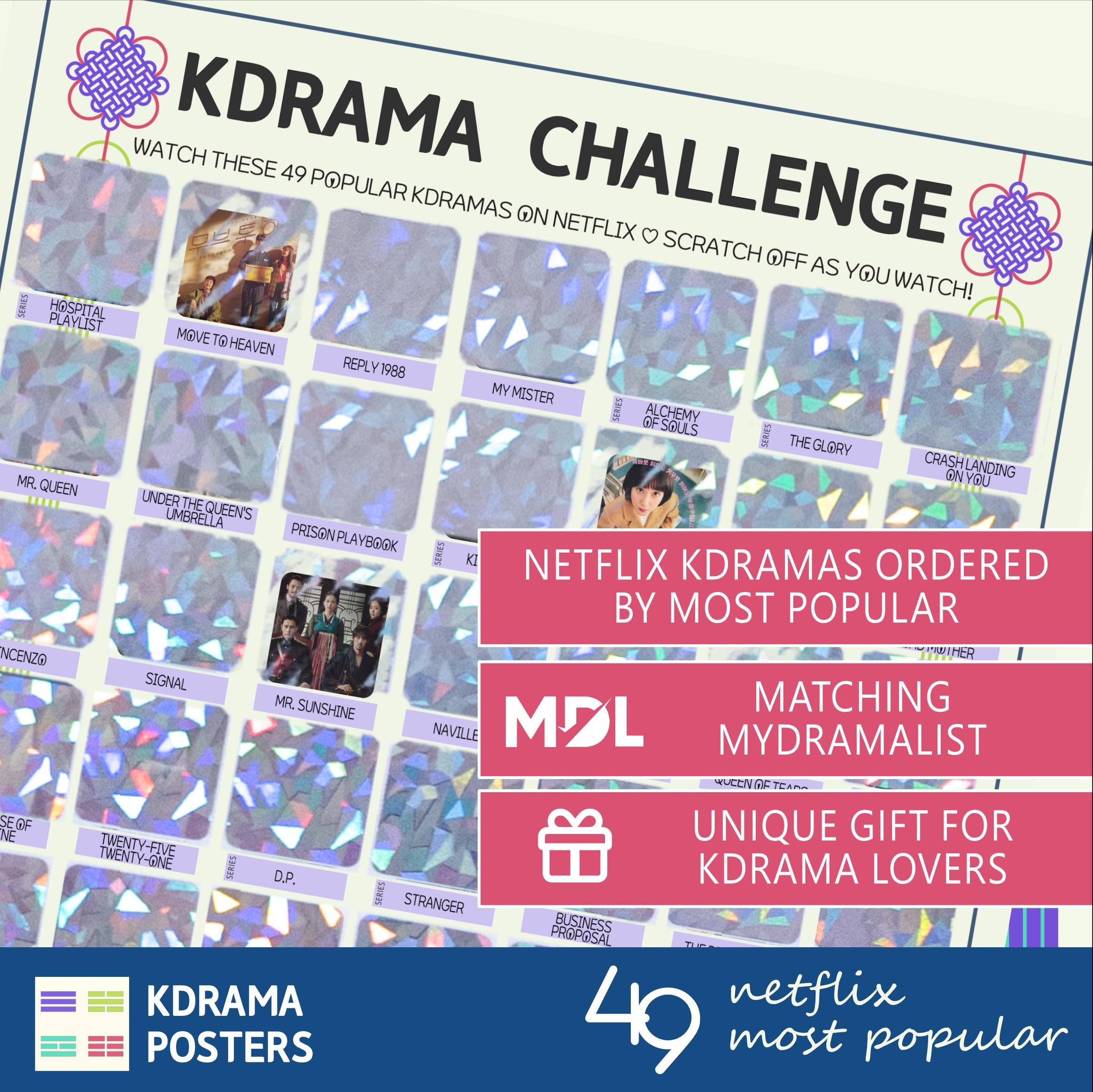 49 Netflix Kdramas — Kdrama Challenge Scratch-off Poster: Nov 2024