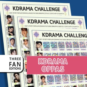 Oppas/Boyfriends Kdrama Challenge Scratch-Off Poster feat Nam Joo Hyuk, Cha Eun Woo, Park Seo Joon, Jung Hae In, Yoo Yeon Seok, Lee Je Hoon