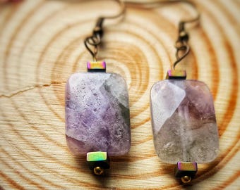 Natural Lilac Purple Earrings Gift for Her | Custom Gemstone Jewelry | Amethyst