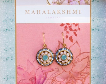 MANDALA EARRINGS blue aqua pink