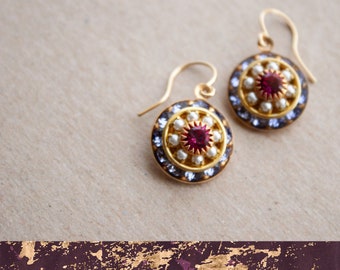 MANDALA EARRINGS violet pearl fuchsia