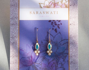 SARASWATI EARRINGS crystal and pearl