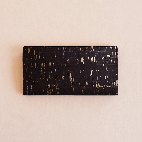 BLACK/GOLD cork checkbook cover