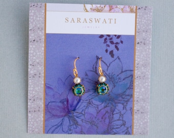 PEARL and PEACOCK GREEN earrings