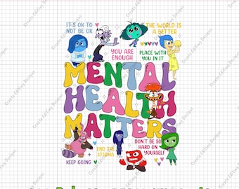 Inside Out It's Okay To Feel All The Feels Png, Emotions Mental Health Cartoon Emotions Friends Therapist Psychologist Png, INSTANT DOWNLOAD