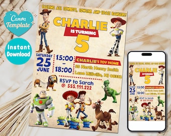 Toy Story Birthday Invitation | Toy Story Invitation | Kids Toy Story Party Invite | Printable Editable Template Canva Instant Download