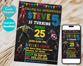 Editable Avengers Birthday Invitation | Superheros Birthday Invitation | Printable | For Boy and Girl Kids invitation | Instant Download