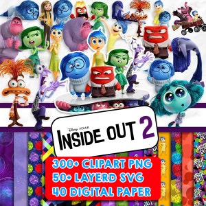 Inside Out Clipart bundle, Inside Out 2 PNG, Anger Joy Sadness Embarrassment Anxiety, Envy, Ennui, Inside Out SVG PNG, Inside Out 2 Download