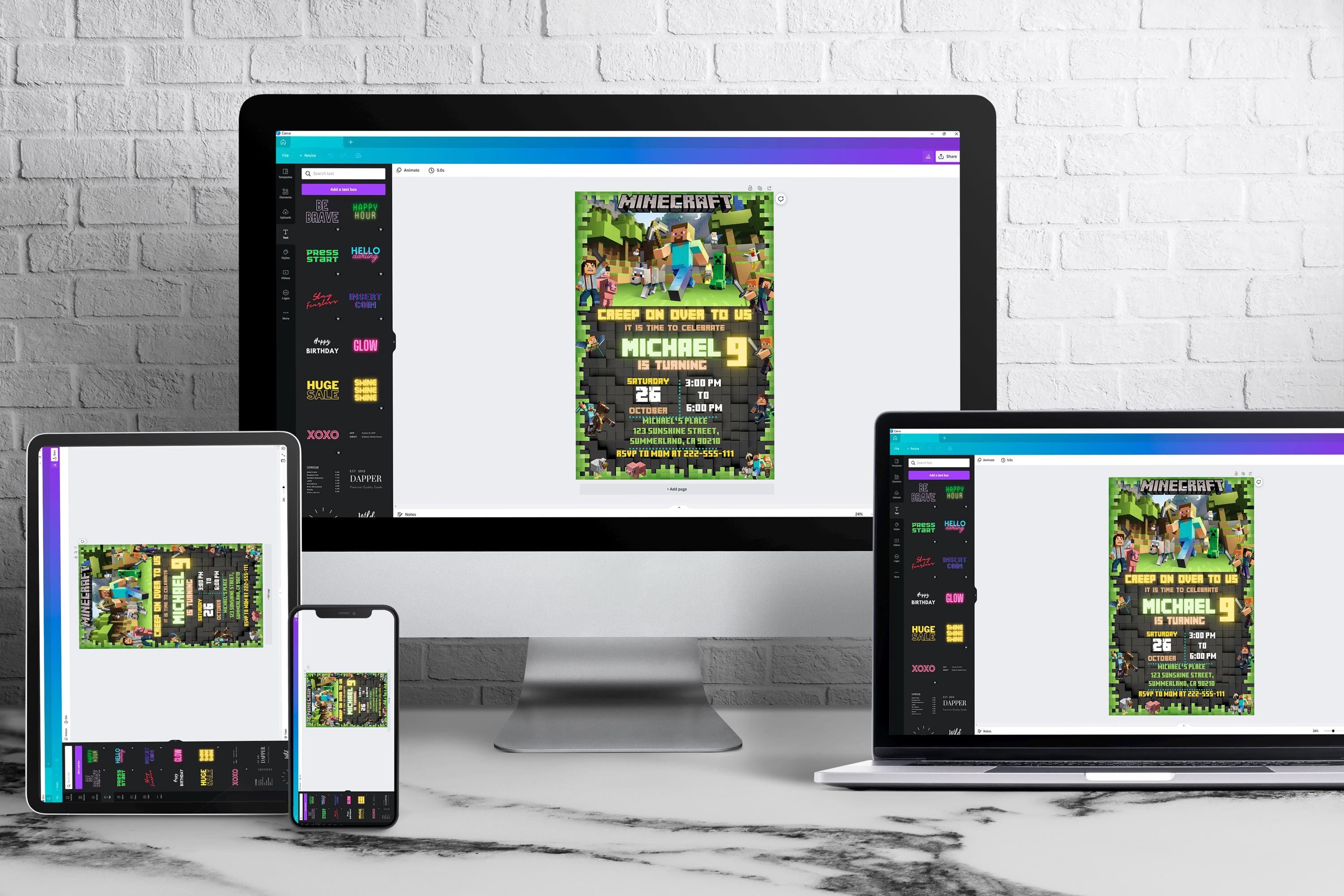 Editable Minecraft Canva Template
