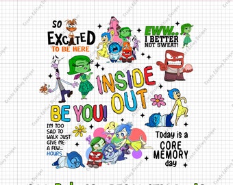 Inside Out It's Okay To Feel All The Feels Png, Emotions Mental Health Cartoon Emotions Friends Therapist Psychologist Png, INSTANT DOWNLOAD