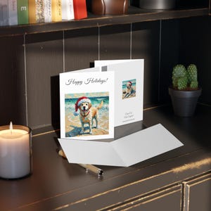 Cartes de vœux Labrador Retriever en bonnet de Noel - Voeux de Noël et du Nouvel An (8, 16, 24 pcs), Art unique de doggo mignon, personnalisable