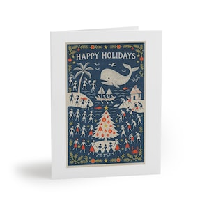 Kartki świąteczne, sztuka inspirowana starożytną sztuką ludową z Indii, motywy marynistyczne, wyspiarskie, oceaniczne – życzenia bożonarodzeniowe i noworoczne (8, 16, 24 szt.)