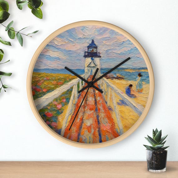 海岸の灯台アート壁掛け時計、航海ビーチの装飾 - Etsy 日本