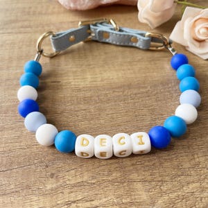 Custom Beaded Dog Collar with Buckle,Blue Style Personalized Dog&#39;s Name Collar,Dog Cat ID Collar,Beaded Cat Dog Collar,Pet Necklace