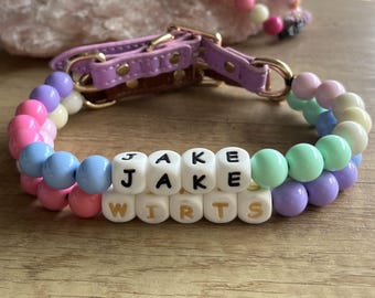 Custom Beaded Dog Collar with Name,Personalized Dog&#39;s Name Collar,Dog Cat ID Collar,Beaded Cat Dog Collar,Pet Necklace Gift