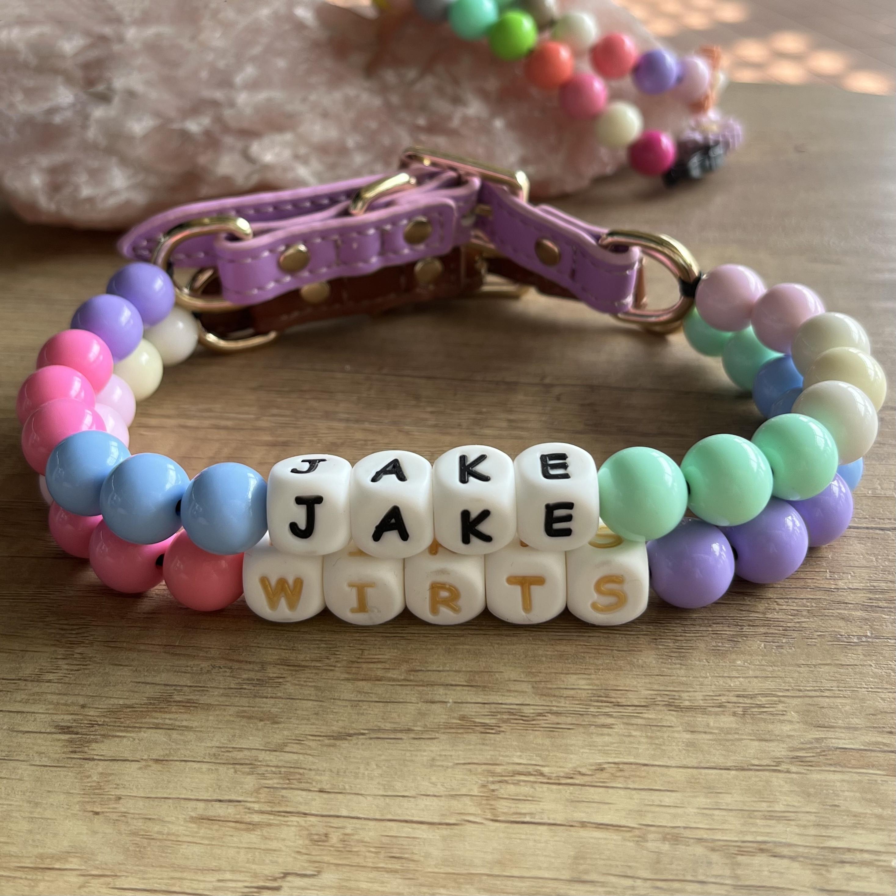 Custom Beaded Dog Collar with Name,Personalized Dog's Name Collar,Dog Cat ID Collar,Beaded Cat Dog Collar,Pet Necklace Gift
