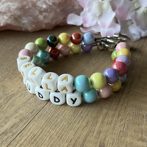 Personalized Name Dog Collar with Buckle,Bead Dog Buckle Collar,Dog Necklace,Pet Gifts, Beaded Dog Necklace,Dog Cat ID Collar,Christmas Gift