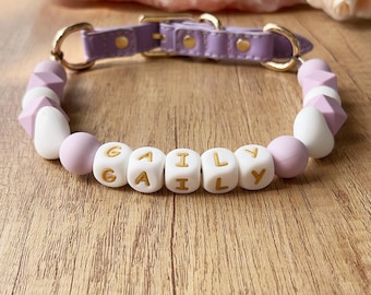 Custom Beaded Dog Collar with Name, Pet ID Necklace
