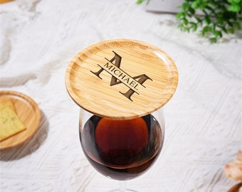 Custom Name Wine Glass Toppers,Appetizer Glass Toppers,Wooden Lids Appetizer Plates,Wine Glass Covers,Wine Gifts,Glass Toppers