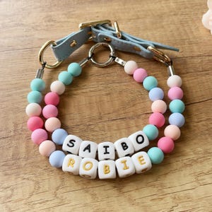 Personalized Beaded Dog Collar with Buckle,Custom Dog&#39;s Name Collar,Dog Cat ID Collar,Beaded Cat Dog Collar,Custom Pet Necklace Gift