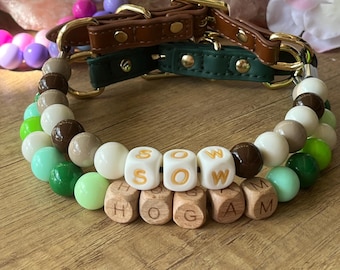 Personalized Beaded Dog Collar with Buckle,Custom Dog&#39;s Name Collar,Beaded Cat Dog Collar,Dog Cat ID Collar,Pet Necklace,Custom Gifts