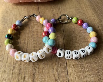 Personalized Beaded Dog Collar, Acrylic Name Pet Necklace