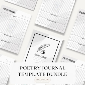 MODELLO DI DIARIO DI POESIA Bundle / Modificabile Stampabile / Prompt di scrittura creativa Poem Tracker Pagine di riflessione / Pianificatore di poesia digitale