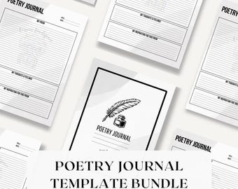 POESIDAGBOKSMALLAR | Redigerbara Utskrivbara | Kreativa skrivuppmaningar Diktspårare Reflektionssidor | Digital poesiplanerare