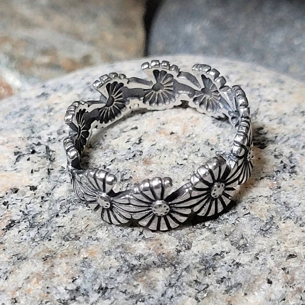 Sale Sterling Silver Daisy Floral Band Stacking Ring New Vintage Wholesale